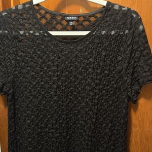 Torrid Black Textured Lace Short Sleeve Top